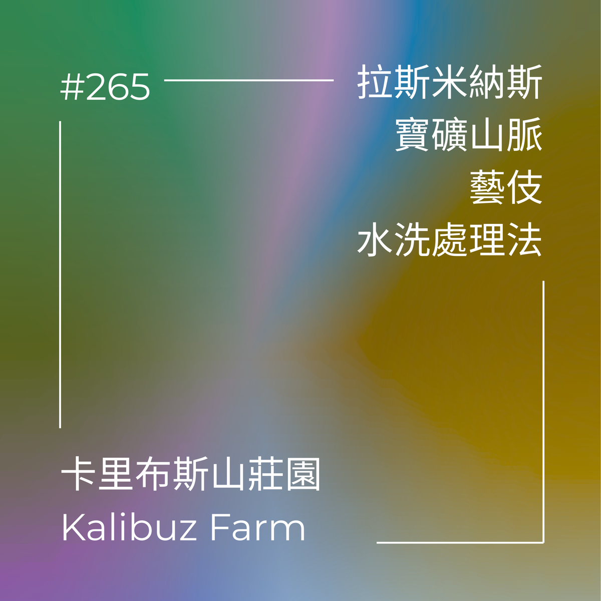 265.25 卡里布斯山莊園・藝伎・水洗處理法・拉斯米納斯寶礦山脈