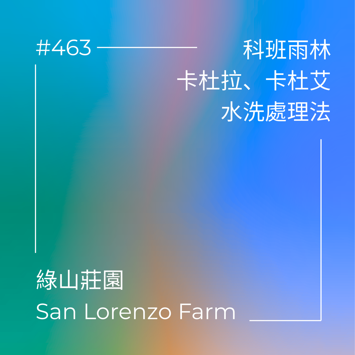 463.25 San Lorenzo Farm 綠山莊園 ．卡杜拉、卡杜艾．水洗處理法．科班雨林